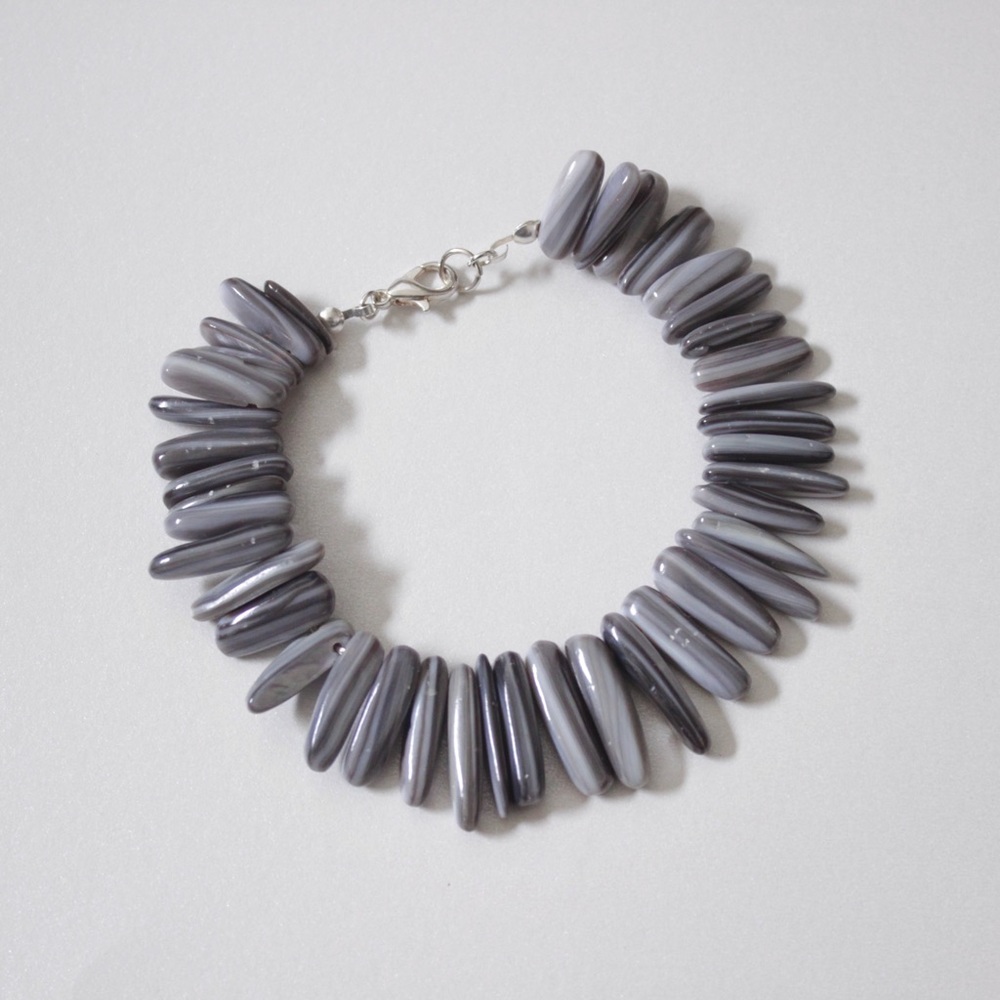 Women’s Handmade Bohemian Blue Grey Shell Bead Bracelet